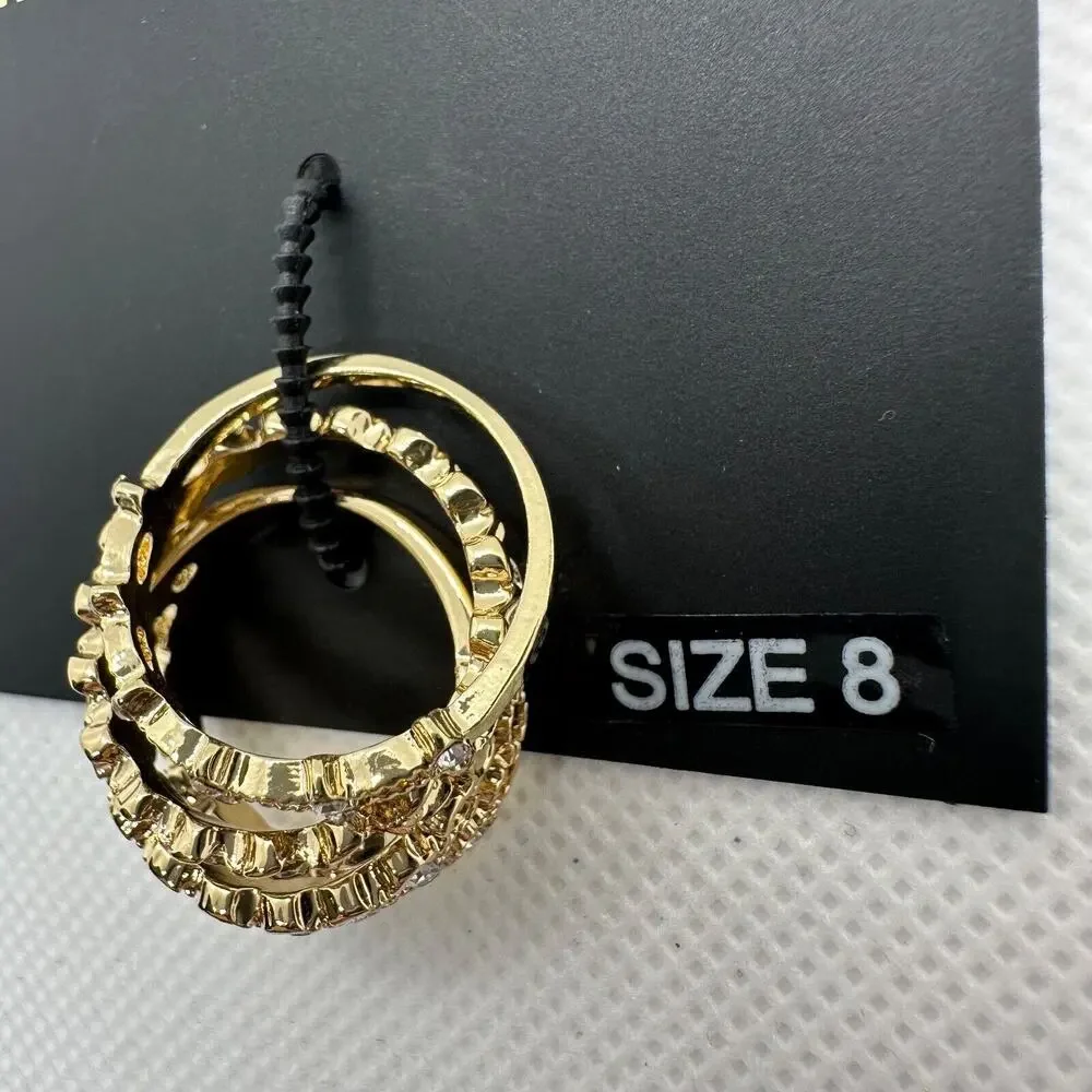 New York & Company Stack of 3 Size 8 Rings Gold Tone White Stone